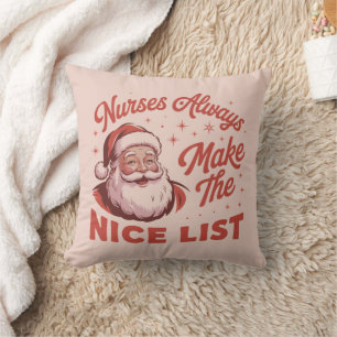 Coussin Noël Vintage Santa Infirmières Font la Bonne Liste