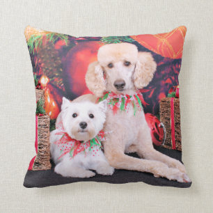 Coussin Noël - Westie JoHannah - caniche Winston