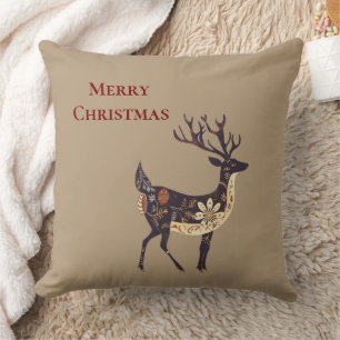 Coussin Noël Whimsical Brown Deer