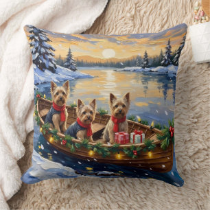 Coussin Noël Yorkshire Terrier Bateau Fêtes