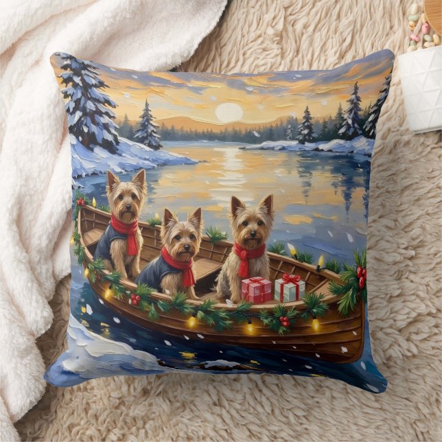 Coussin Noël Yorkshire Terrier Bateau Fêtes (Couverture)