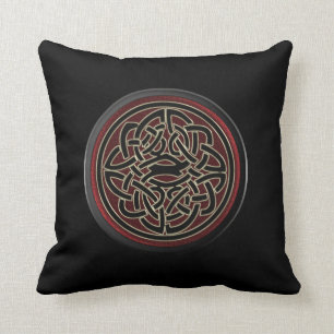 Coussin Noeud celtique métallique rouge foncé et noir