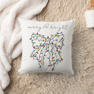 Coussin Nœud de lumières de Noël Coquette Merry & Bright