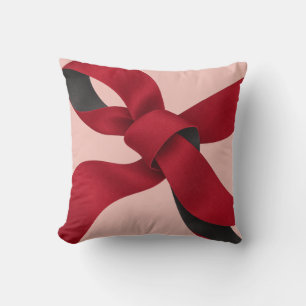 Coussin Nœud de ruban rouge rose blush