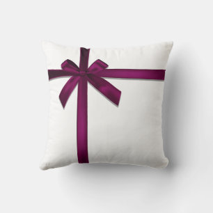 Coussin Nœud en ruban de satin vin