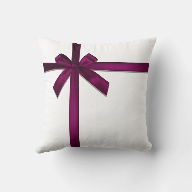 Coussin Nœud en ruban de satin vin (Verso)