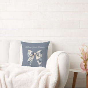 Coussin Nœud floral crème bleu