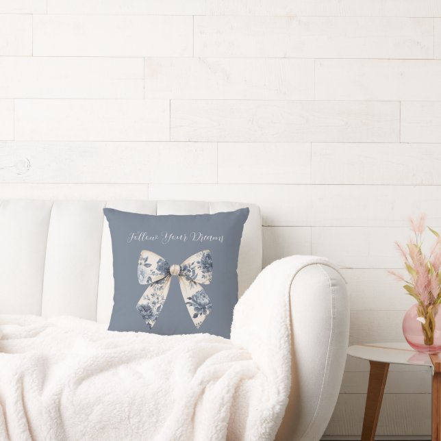 Coussin Nœud floral crème bleu (Canapé)