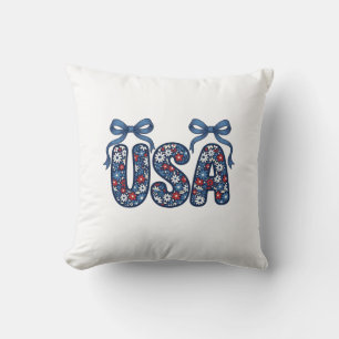 Coussin Nœud floral USA patriotique Vector Design_1