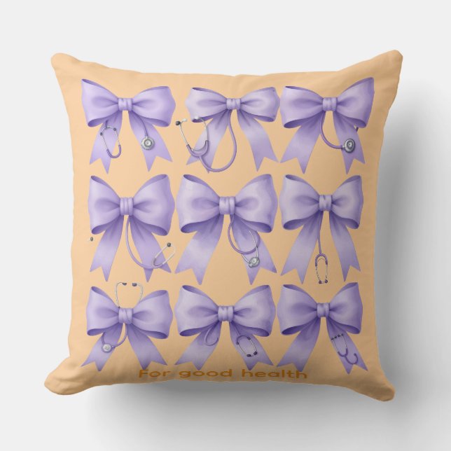 Coussin Nœud Papillon Pastel Lavande pour Infirmière (Recto)