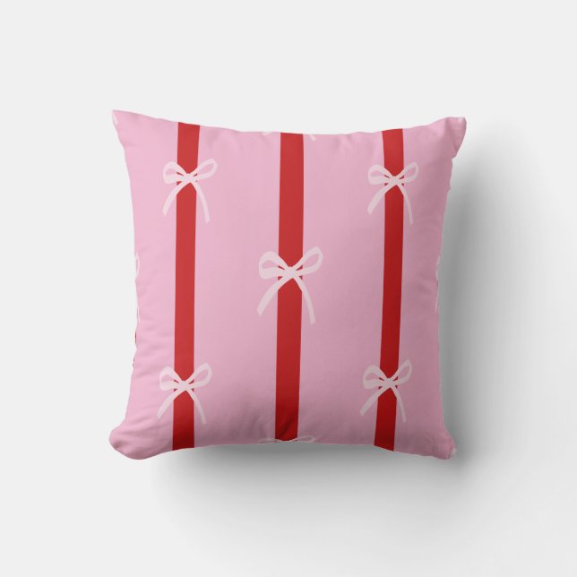 Coussin Nœud rayé rose rouge FunHaus Cirque (Recto)