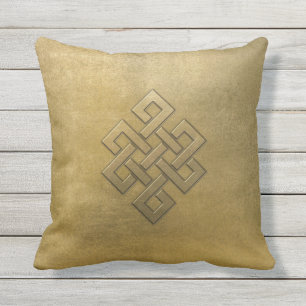 Coussin Noeud sans fin de relief d'or