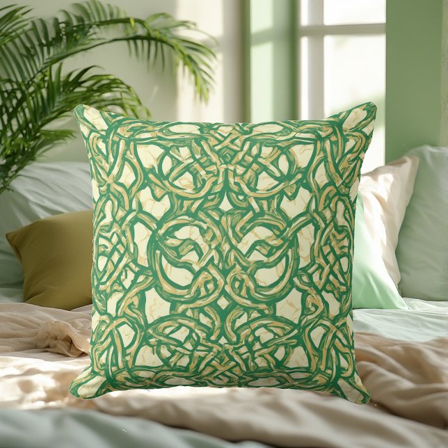 Coussin Nœuds Éternels Décoratifs Inspirés du Patrimoine C (Eternal Knots Inspired Celtic Heritage Decorative Throw Pillow)
