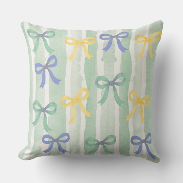 Coussin Nœuds pastel à motif de ruban peint à la main (Recto)