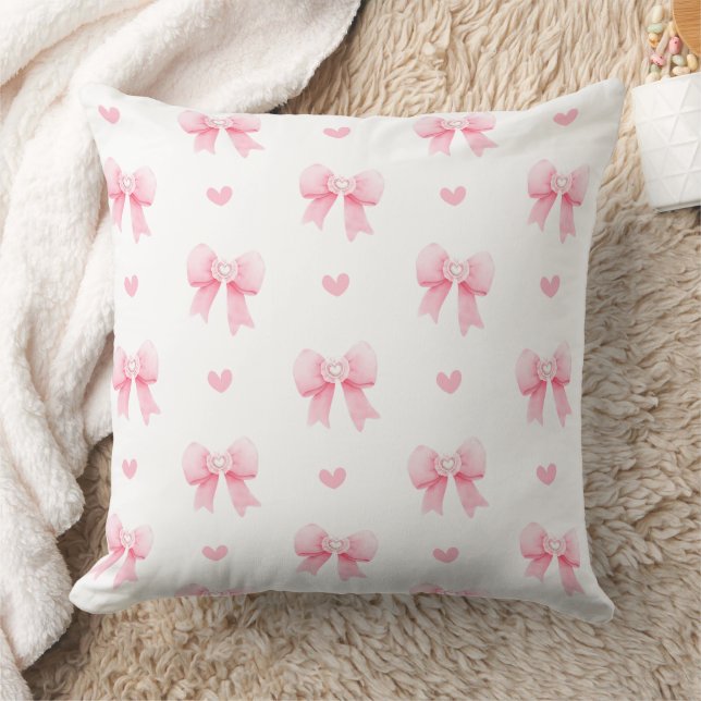 Coussin Nœuds roses coquette motif sans couture  (Couverture)