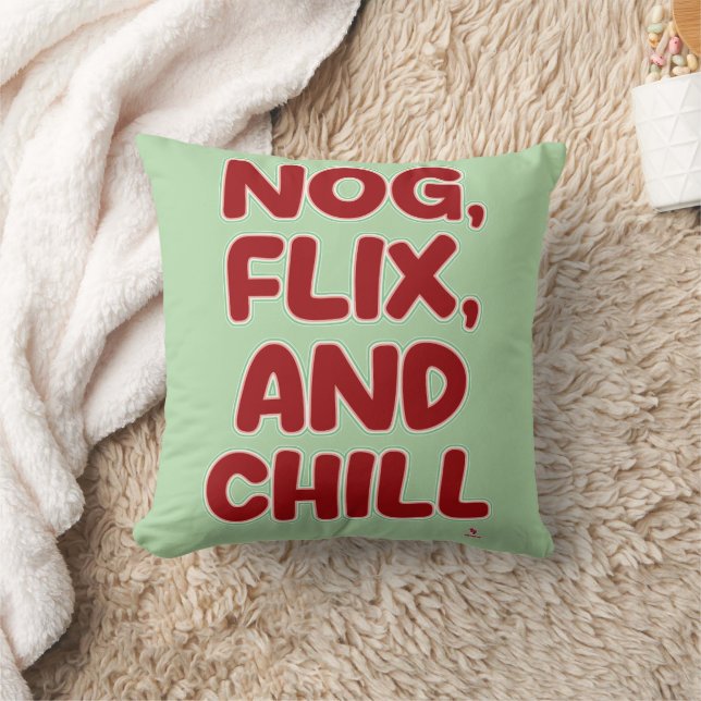 Coussin Nog Flix and Chill Funny Christmas Hang Out  (Couverture)