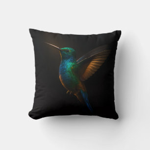 Coussin Noir 4 Luxe MoJo Oreiller, Colibri en vol