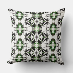 Coussin Noir à blanc avec vert, lignes virtuelles répétiti
