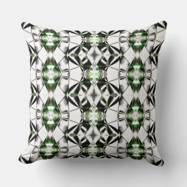 Coussin Noir à blanc avec vert, lignes virtuelles répétiti (Recto)