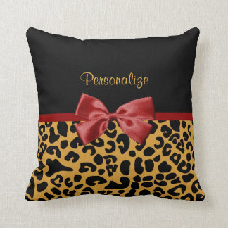 Coussin Noir à la mode et arc rouge de ruban d'empreinte