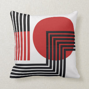 Coussin Noir abstrait moderne de coussin, rouge, blanc