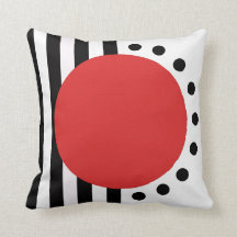 Noir abstrait moderne de coussin, rouge, blanc