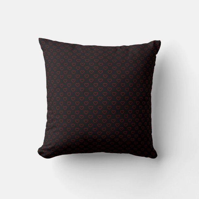 Coussin noir aux petits coeurs rouges Motif (Recto)