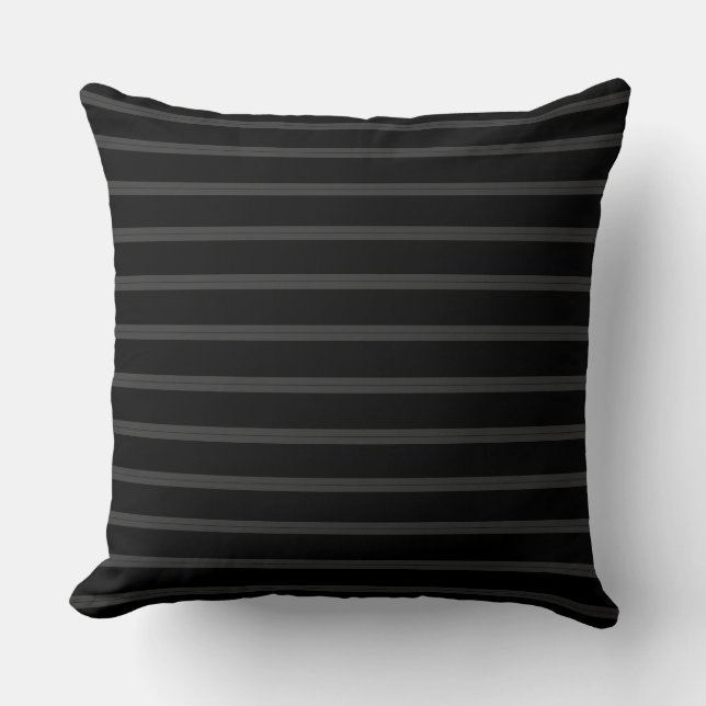 Coussin noir avec des rayures grises (Recto)