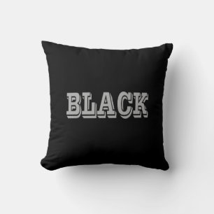 Coussin Noir avec texte gris sur couleur unie noire