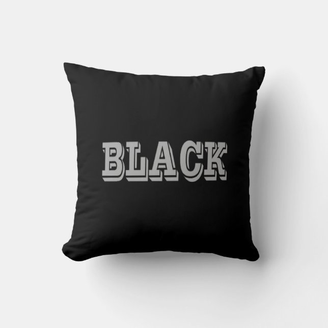 Coussin Noir avec texte gris sur couleur unie noire (Recto)