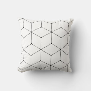 Coussin Noir blanc, Art Déco, motifs géométriques, Gras