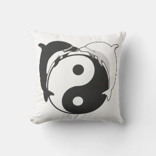 Coussin Noir/blanc de dauphins de Yin Yang