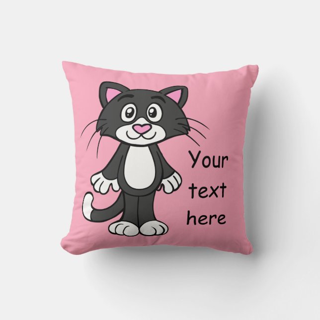 Coussin noir, blanc et rose de chat (Recto)
