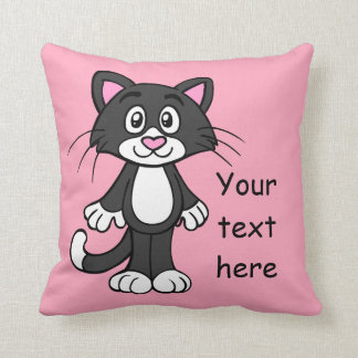 Coussin noir, blanc et rose de chat