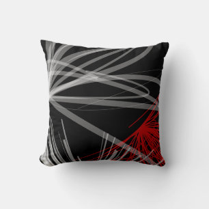 Coussin Noir Blanc Gris & Rouge Résumé Design Jeter Pillo