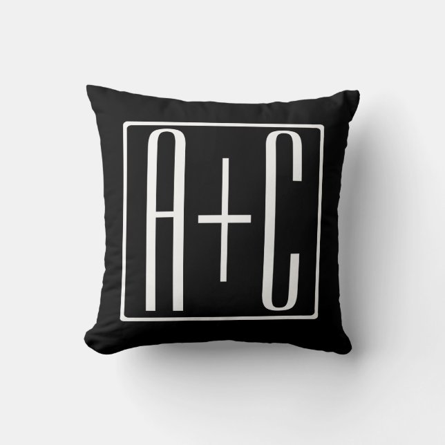 Coussin Noir & Blanc | Initiales de couples (Recto)