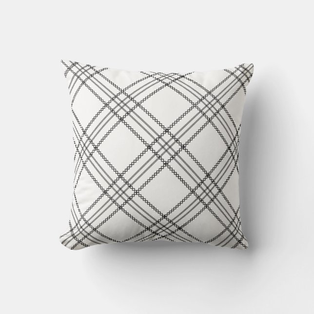 Coussin Noir blanc moderne Plat (Recto)