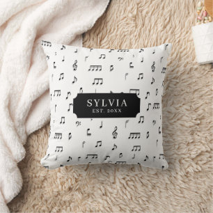 Coussin Noir & blanc Notes musicales Symbole Nom du Motif