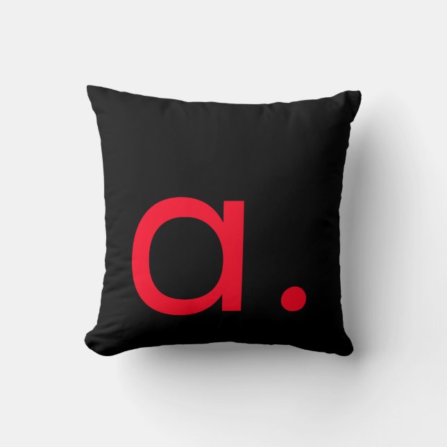 Coussin Noir Blanc Rouge Monogramme Initial (Recto)