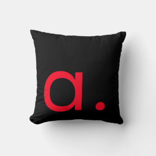 Coussin Noir Blanc Rouge Monogramme Initial