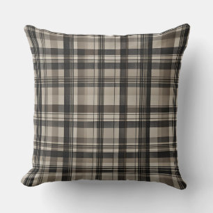 Coussin Noir Brown Gris Farmhouse Plaid