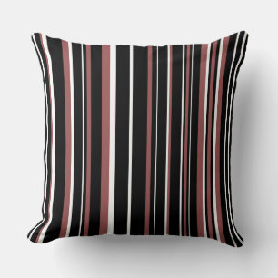 Coussin Noir, Brun Rouge, Blanc Code-Barres Rayé