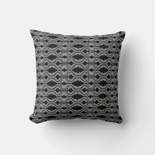 Coussin Noir Charcoal Sound Wave Design Gros carreaux