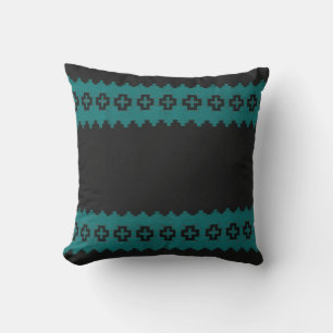 Coussin Noir/copie vintage de turquoise