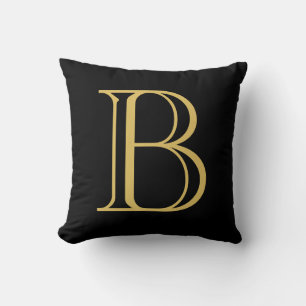 Coussin Noir couleur or Monogramme professionnel Calligrap