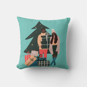 Coussin Noir Couple Premier Noël