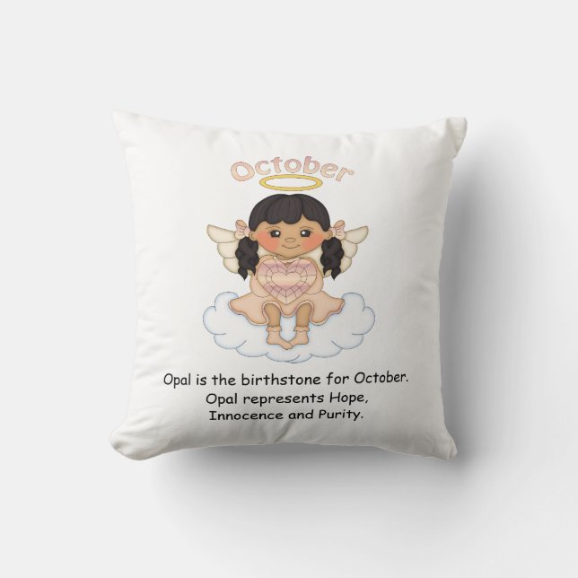 Coussin Noir d'ange de pierre porte-bonheur d'octobre (Recto)