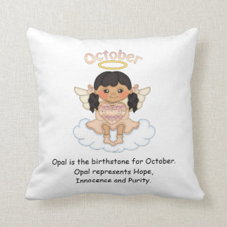Coussin Noir d'ange de pierre porte-bonheur d'octobre