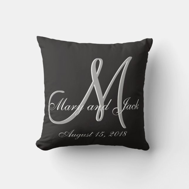 Coussin Noir de base Mariage Fabrique Monogramme Grande va (Recto)