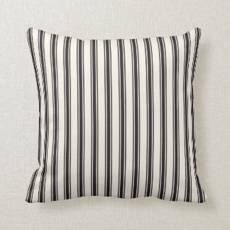 Coussin Noir de coutil classique et crème de motif de
